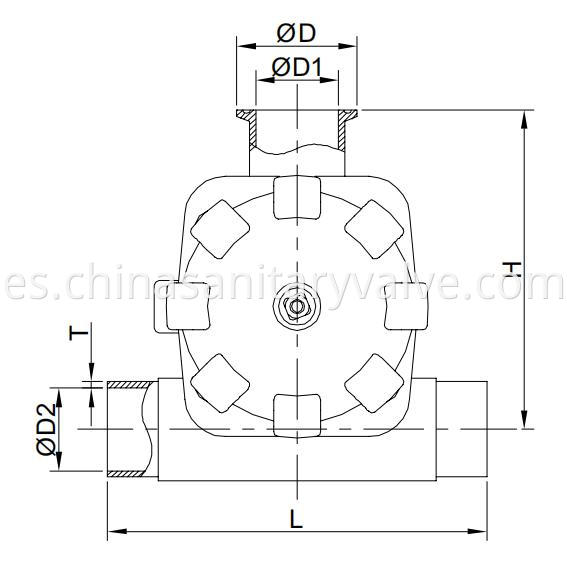 Sanitary membrane valve T type clamp and weld ..